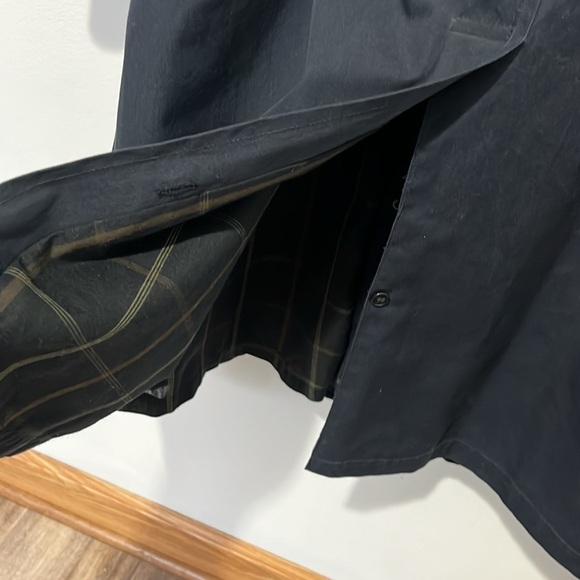 London Fog Navy Blue Trench Coat Men's Size 42 Long Overcoat Rothschild's - Picture 8 of 15